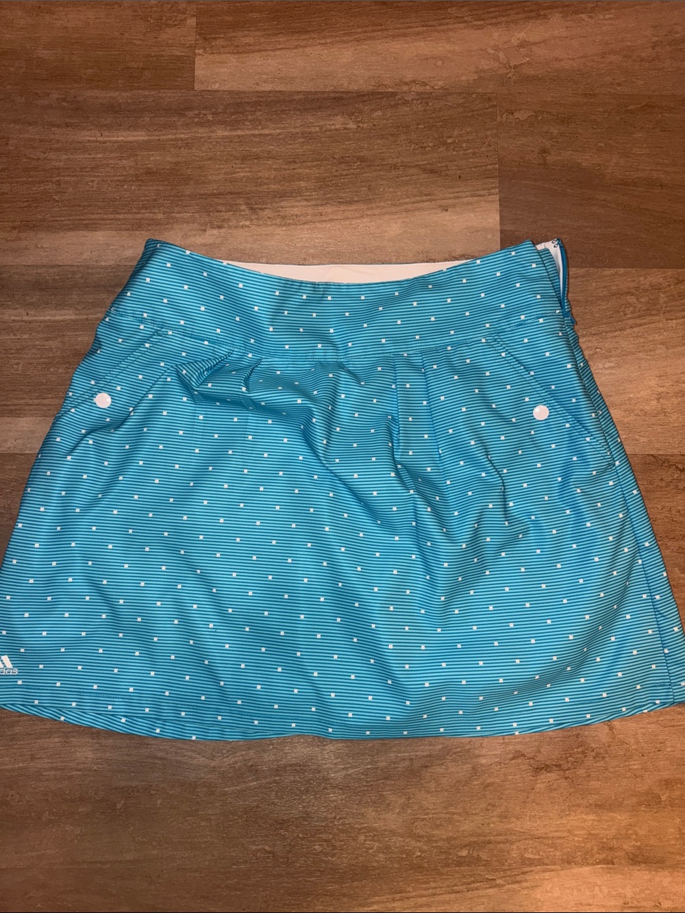Women's Aqua Blue golf Skort with Stripe Dot Pattern